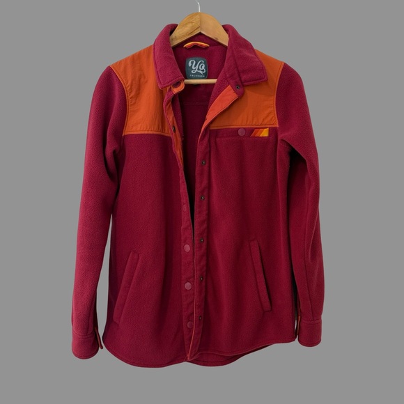 YO Colorado Orange/Purple Button Up Collared Fleece Shirt Jacket M - Picture 3 of 8